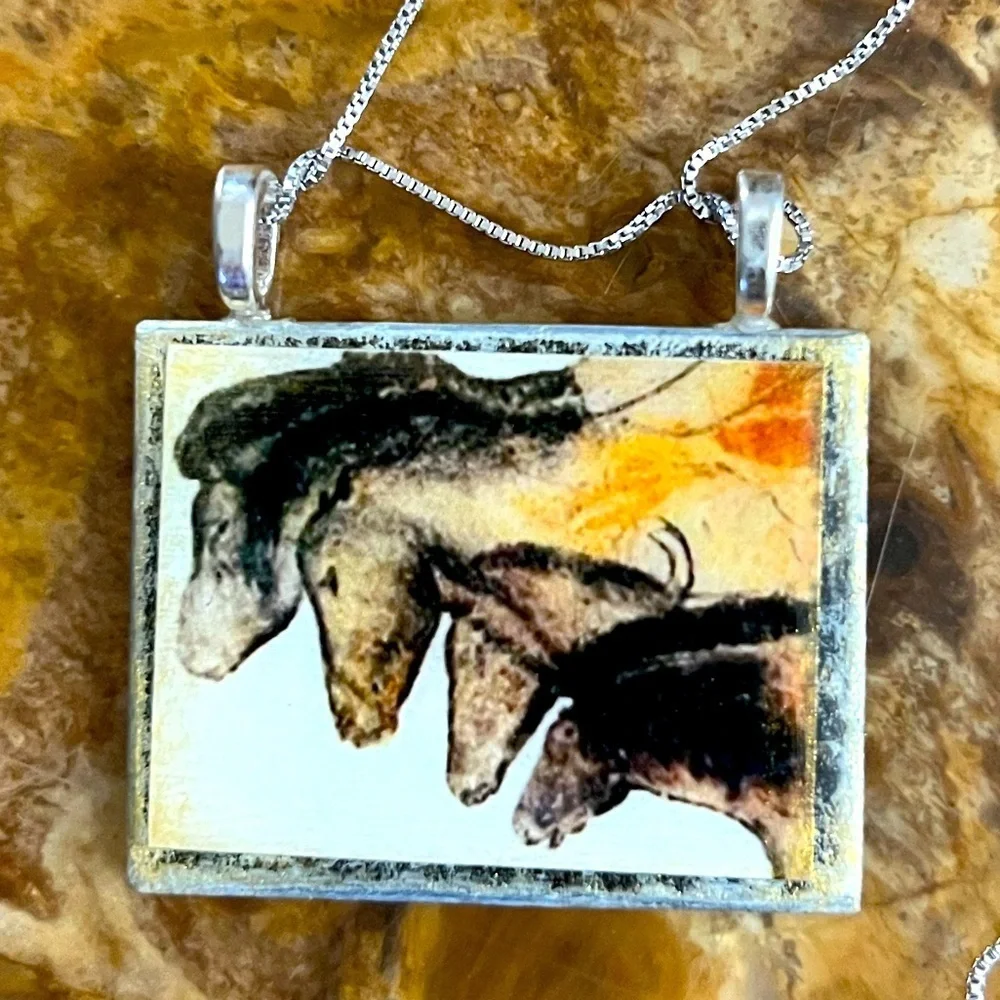 🐎 Western Horses Sterling Silver Necklace Pendant Made in Italy